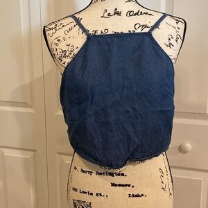Blue EXPRESS Sleeveless Fitted Camisole NWOT Crop Top Open Back